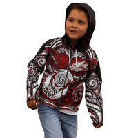 Personalized New Zealand Aotearoa Rugby Kid Hoodie Maori Fern Tattoo Art