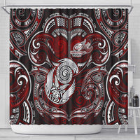 New Zealand Aotearoa Rugby Shower Curtain Maori Fern Tattoo Art