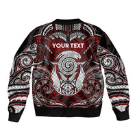 Personalized New Zealand Aotearoa Rugby Sleeve Zip Bomber Jacket Maori Fern Tattoo Art