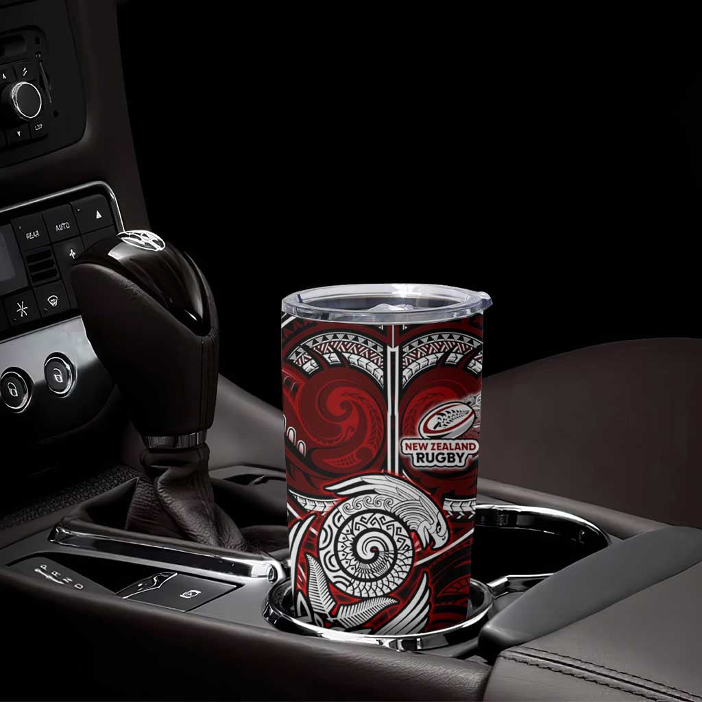 New Zealand Aotearoa Rugby Tumbler Cup Maori Fern Tattoo Art