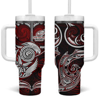 New Zealand Aotearoa Rugby Tumbler With Handle Maori Fern Tattoo Art