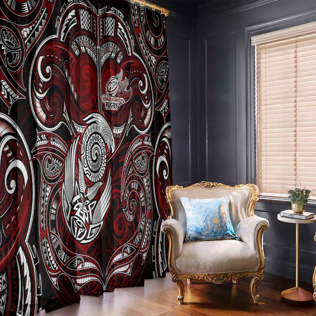 New Zealand Aotearoa Rugby Window Curtain Maori Fern Tattoo Art