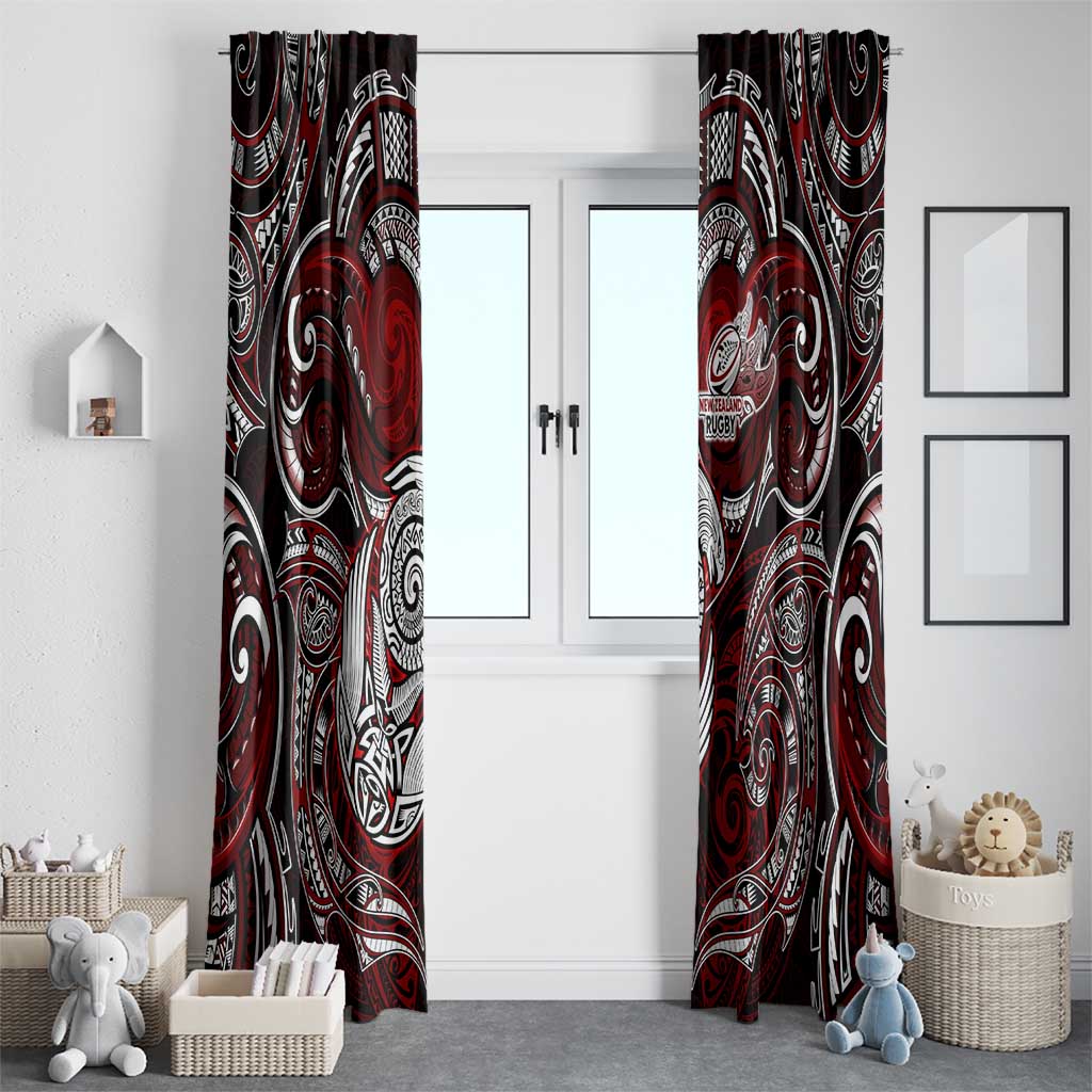 New Zealand Aotearoa Rugby Window Curtain Maori Fern Tattoo Art