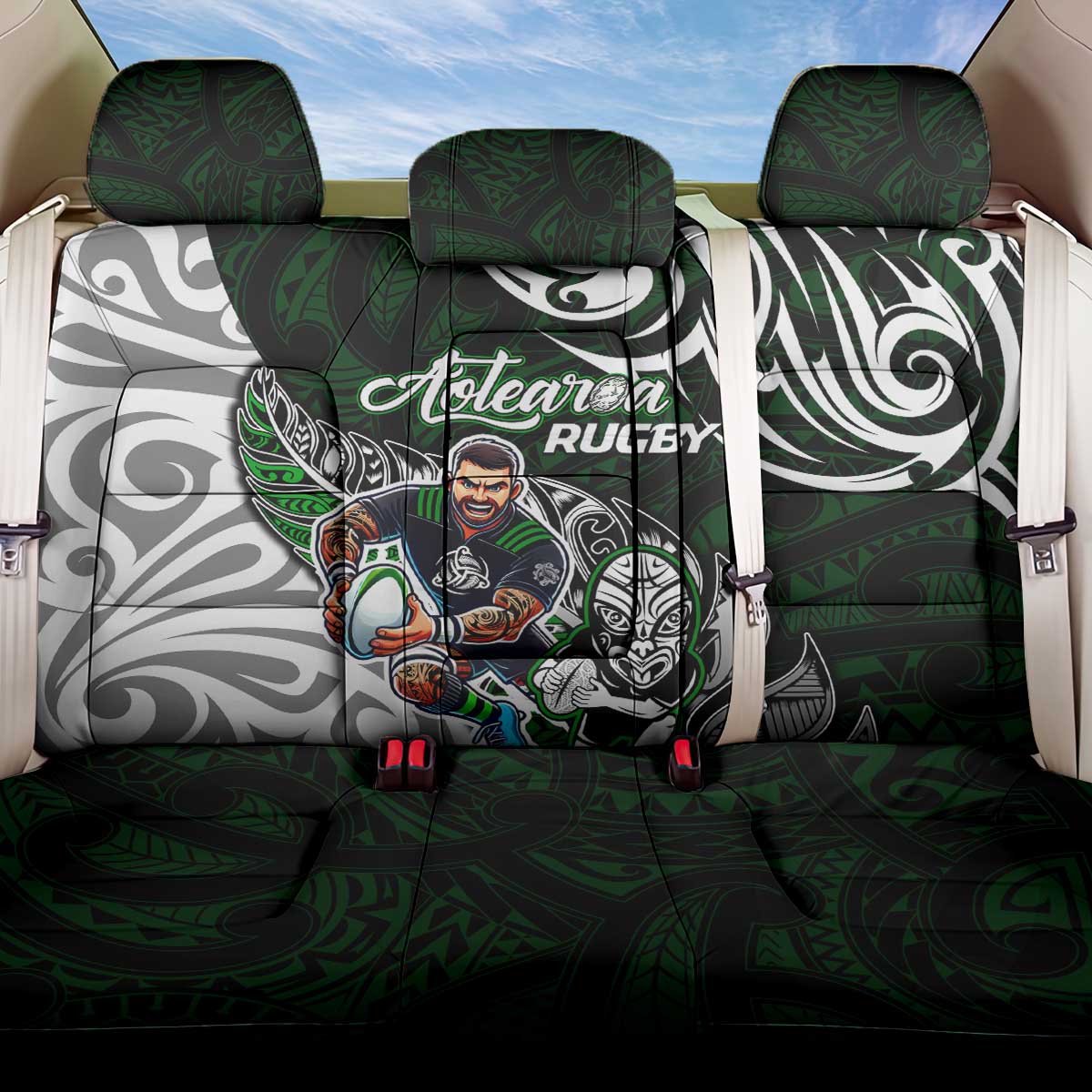 NZ Aotearoa Rugby Back Car Seat Cover New Zealand Silver Fern