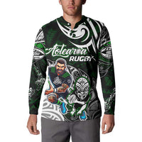 Personalized NZ Aotearoa Rugby Button Sweatshirt New Zealand Silver Fern