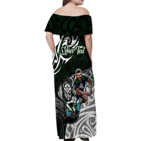 Personalized NZ Aotearoa Rugby Family Matching Off Shoulder Maxi Dress and Hawaiian Shirt New Zealand Silver Fern