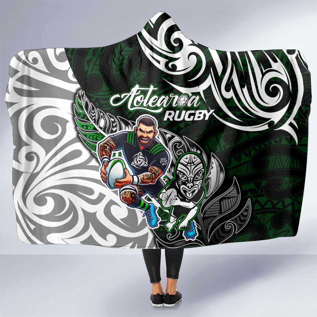 NZ Aotearoa Rugby Hooded Blanket New Zealand Silver Fern