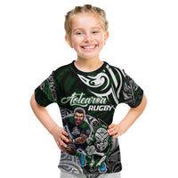 Personalized NZ Aotearoa Rugby Kid T Shirt New Zealand Silver Fern