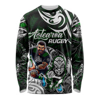 Personalized NZ Aotearoa Rugby Long Sleeve Shirt New Zealand Silver Fern