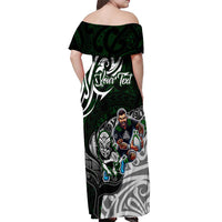 Personalized NZ Aotearoa Rugby Off Shoulder Maxi Dress New Zealand Silver Fern