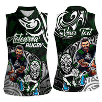 Personalized NZ Aotearoa Rugby Women Sleeveless Polo Shirt New Zealand Silver Fern