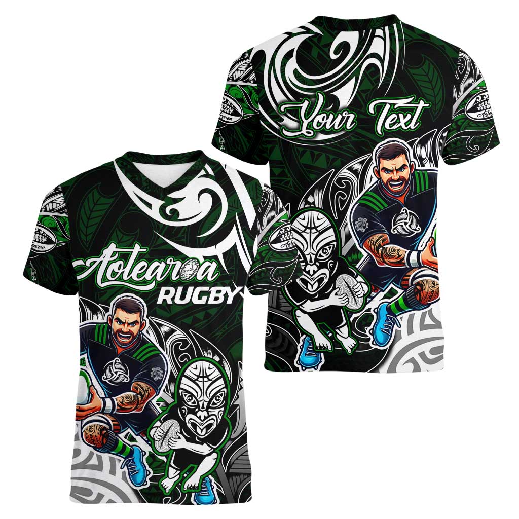 Personalized NZ Aotearoa Rugby Women V-Neck T-Shirt New Zealand Silver Fern