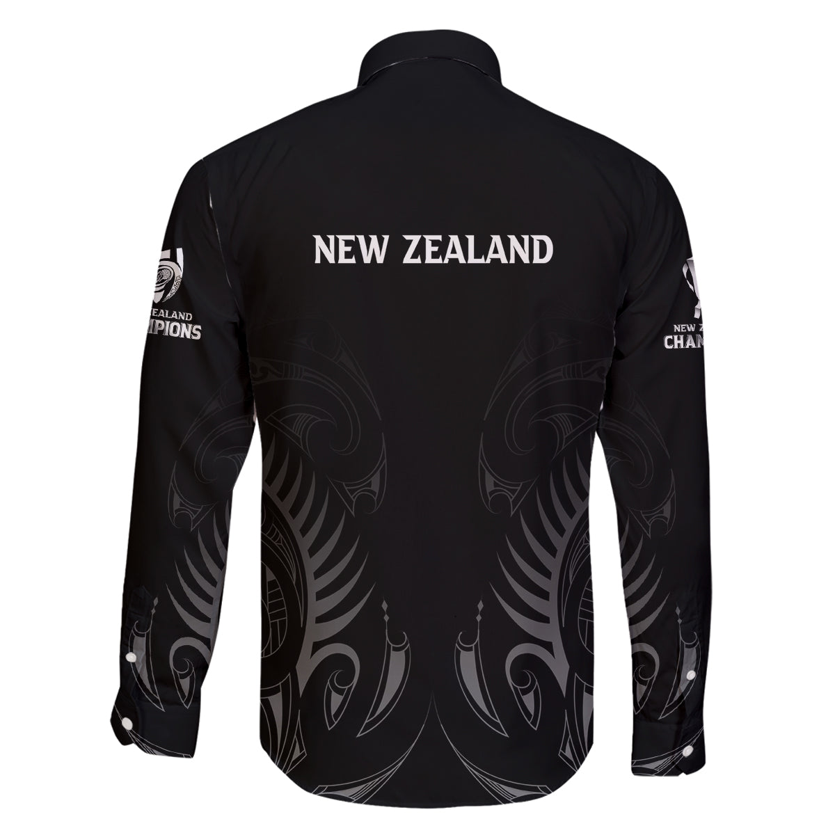 New Zealand Family Matching Long Sleeve Bodycon Dress and Hawaiian Shirt Rugby 2023 Champions Black DT02 - Polynesian Pride