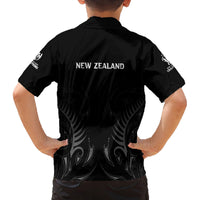 New Zealand Family Matching Off Shoulder Short Dress and Hawaiian Shirt Rugby 2023 Champions Black DT02 - Polynesian Pride