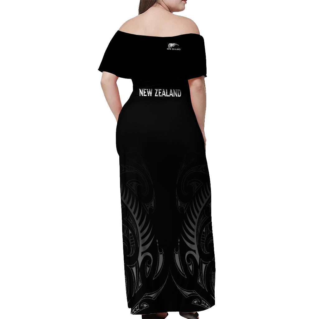 New Zealand Off Shoulder Maxi Dress Rugby 2023 Champions Black DT02 - Polynesian Pride