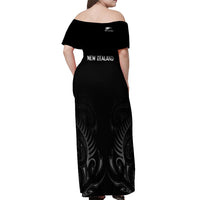 New Zealand Off Shoulder Maxi Dress Rugby 2023 Champions Black DT02 - Polynesian Pride