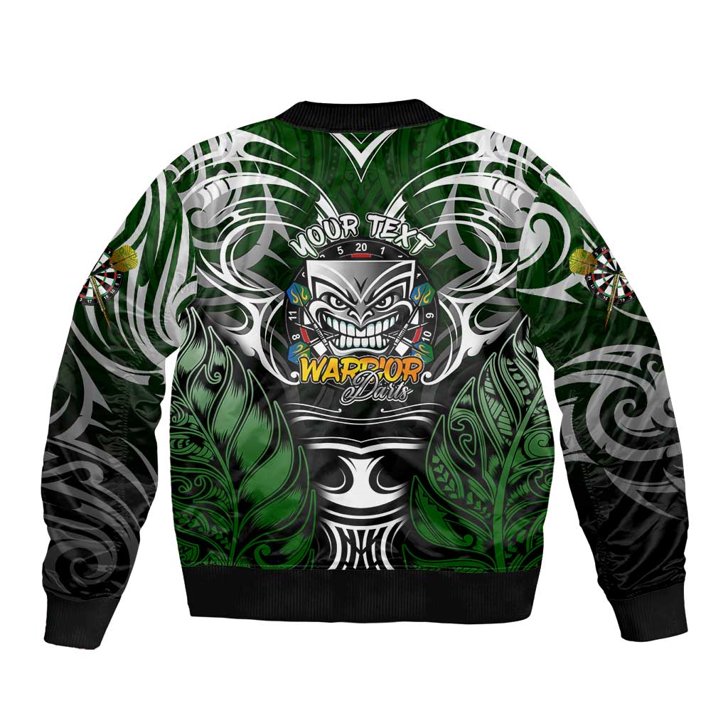 Personalised Warriors Maori Darts Bomber Jacket New Zealand Darts Silver Fern