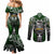 Personalised Warriors Maori Darts Couples Matching Mermaid Dress and Long Sleeve Button Shirt New Zealand Darts Silver Fern