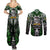 Personalised Warriors Maori Darts Couples Matching Summer Maxi Dress and Long Sleeve Button Shirt New Zealand Darts Silver Fern
