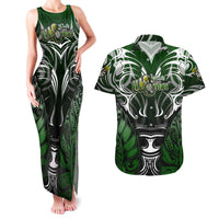 Personalised Warriors Maori Darts Couples Matching Tank Maxi Dress and Hawaiian Shirt New Zealand Darts Silver Fern