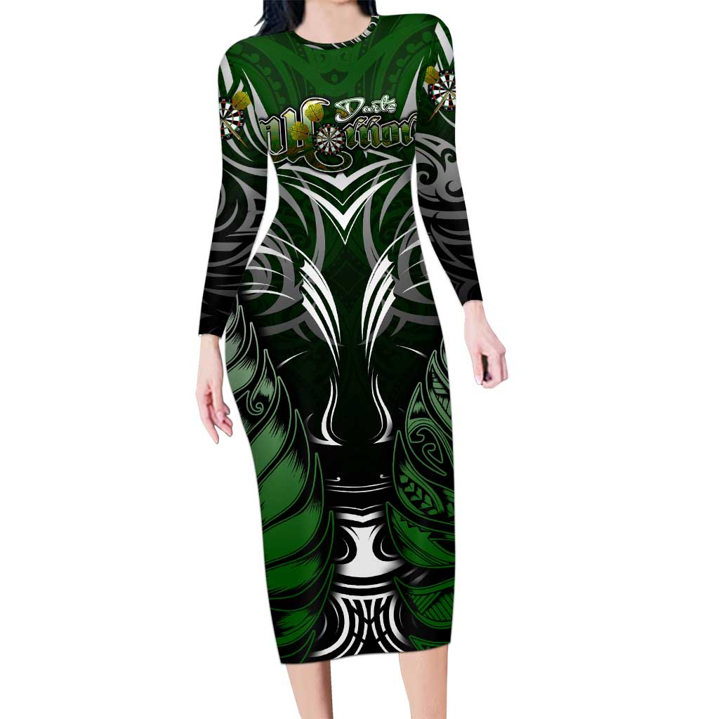 Personalised Warriors Maori Darts Family Matching Long Sleeve Bodycon Dress and Hawaiian Shirt New Zealand Darts Silver Fern