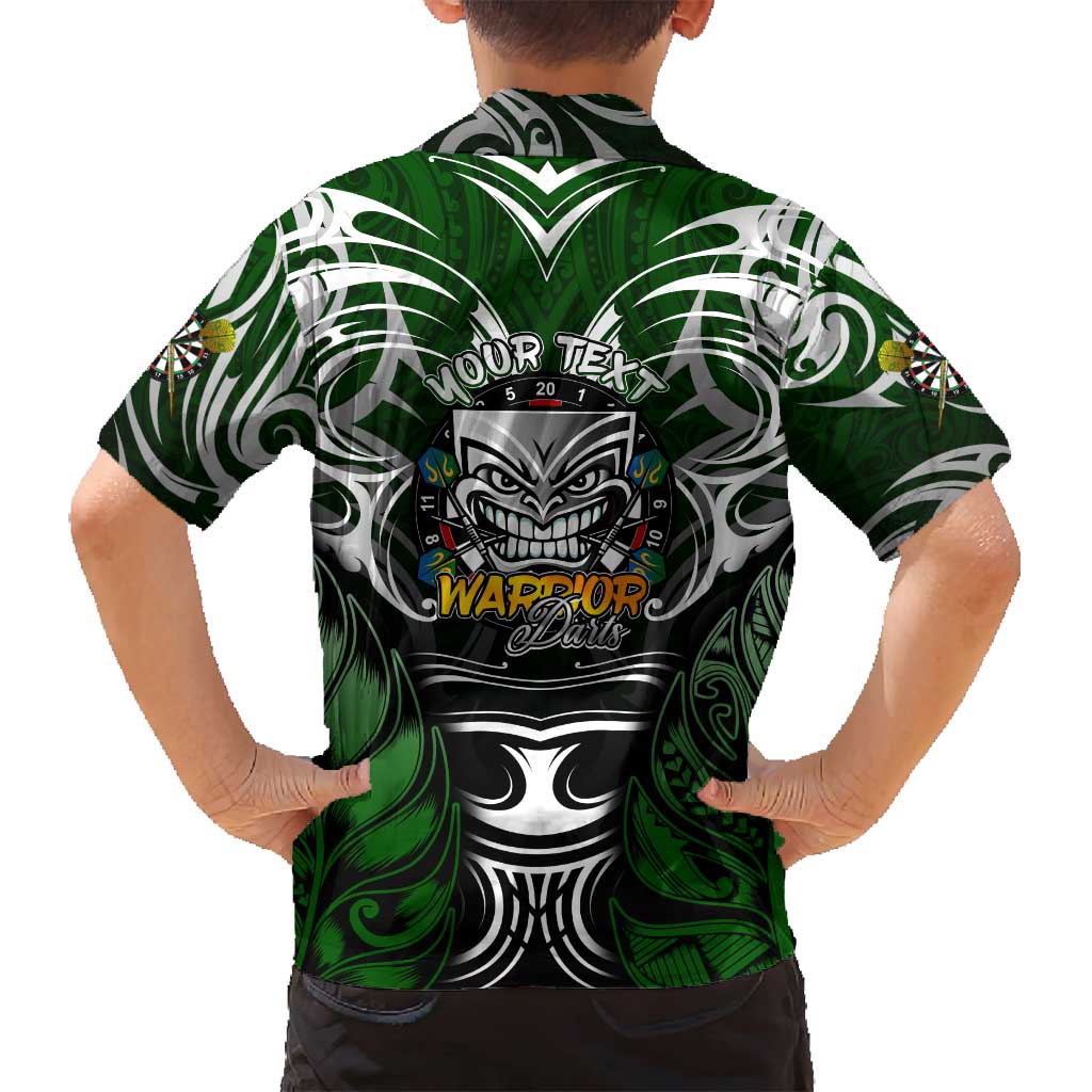 Personalised Warriors Maori Darts Family Matching Off Shoulder Short Dress and Hawaiian Shirt New Zealand Darts Silver Fern