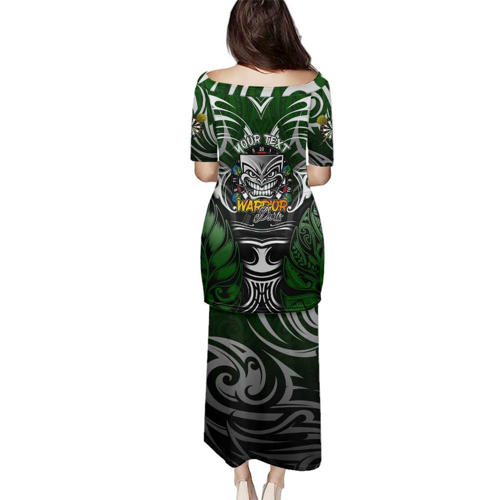 Personalised Warriors Maori Darts Family Matching Puletasi and Hawaiian Shirt New Zealand Darts Silver Fern