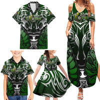 Personalised Warriors Maori Darts Family Matching Summer Maxi Dress and Hawaiian Shirt New Zealand Darts Silver Fern