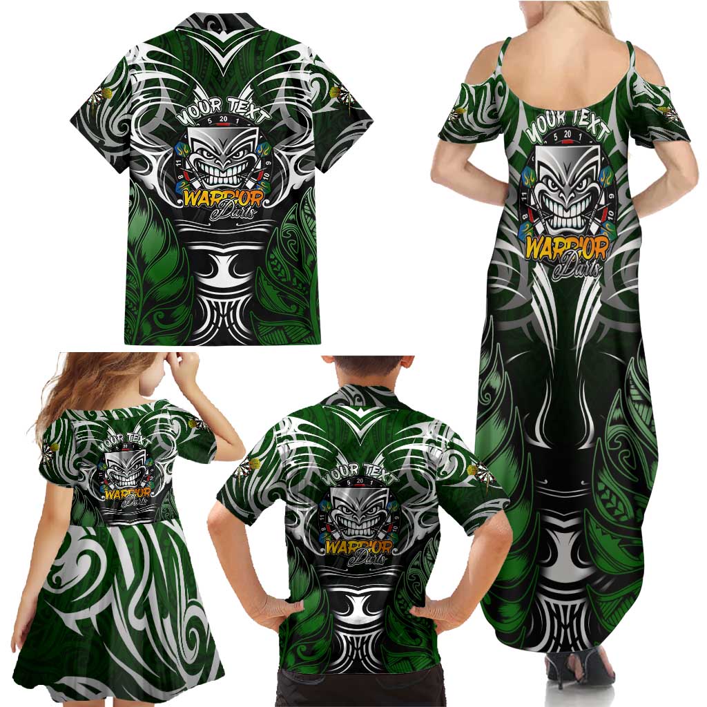 Personalised Warriors Maori Darts Family Matching Summer Maxi Dress and Hawaiian Shirt New Zealand Darts Silver Fern
