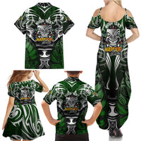 Personalised Warriors Maori Darts Family Matching Summer Maxi Dress and Hawaiian Shirt New Zealand Darts Silver Fern