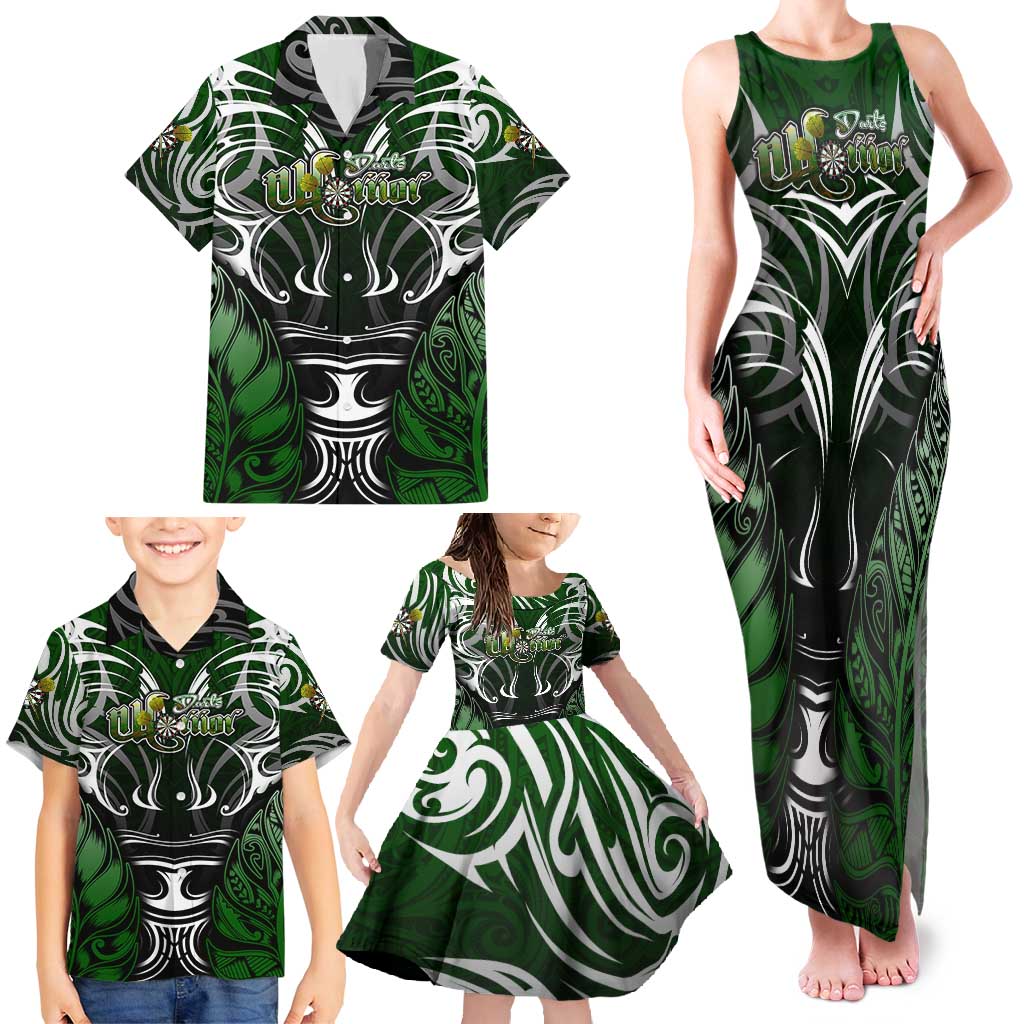 Personalised Warriors Maori Darts Family Matching Tank Maxi Dress and Hawaiian Shirt New Zealand Darts Silver Fern
