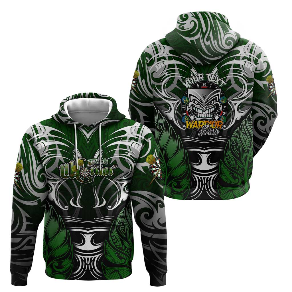 Personalised Warriors Maori Darts Hoodie New Zealand Darts Silver Fern