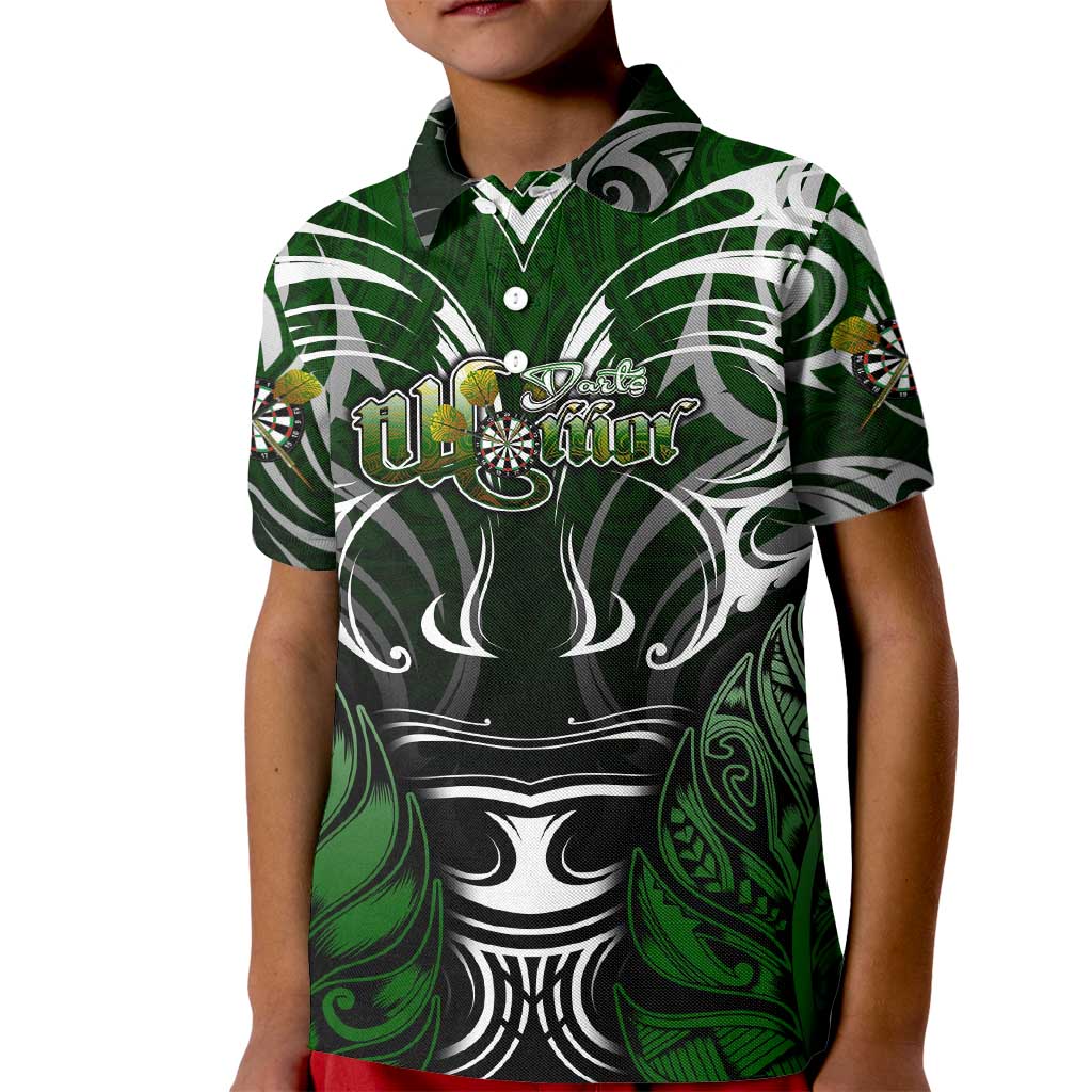 Personalised Warriors Maori Darts Kid Polo Shirt New Zealand Darts Silver Fern