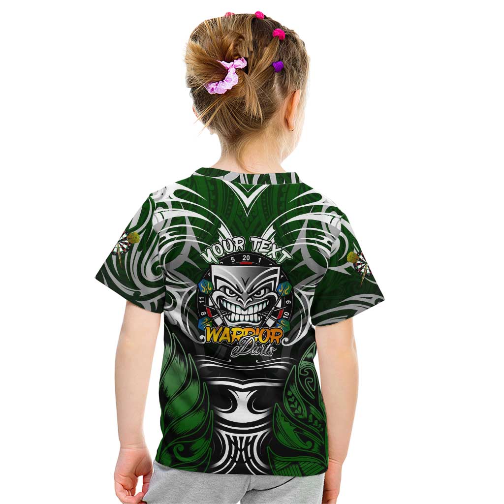 Personalised Warriors Maori Darts Kid T Shirt New Zealand Darts Silver Fern
