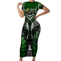 Personalised Warriors Maori Darts Short Sleeve Bodycon Dress New Zealand Darts Silver Fern