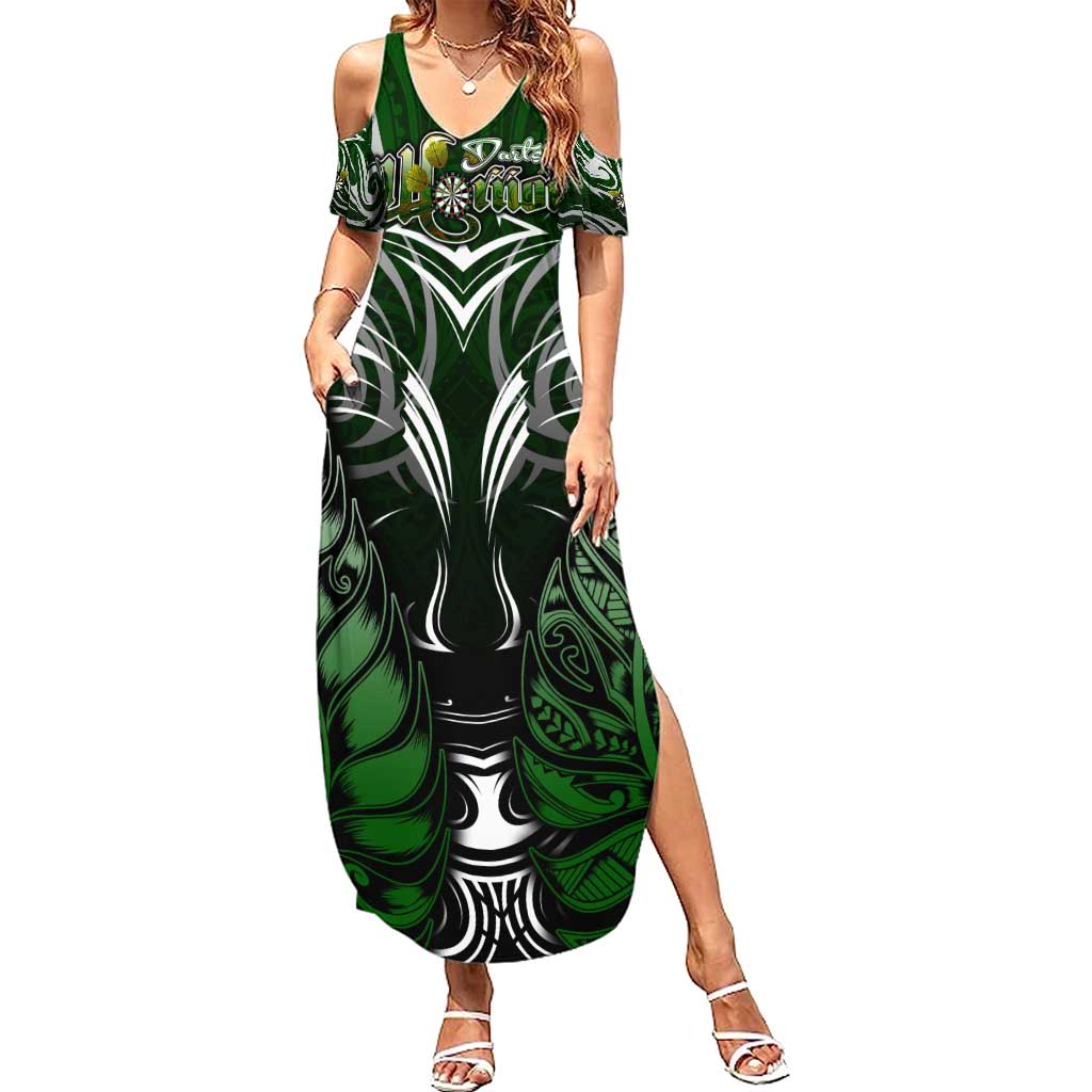 Personalised Warriors Maori Darts Summer Maxi Dress New Zealand Darts Silver Fern