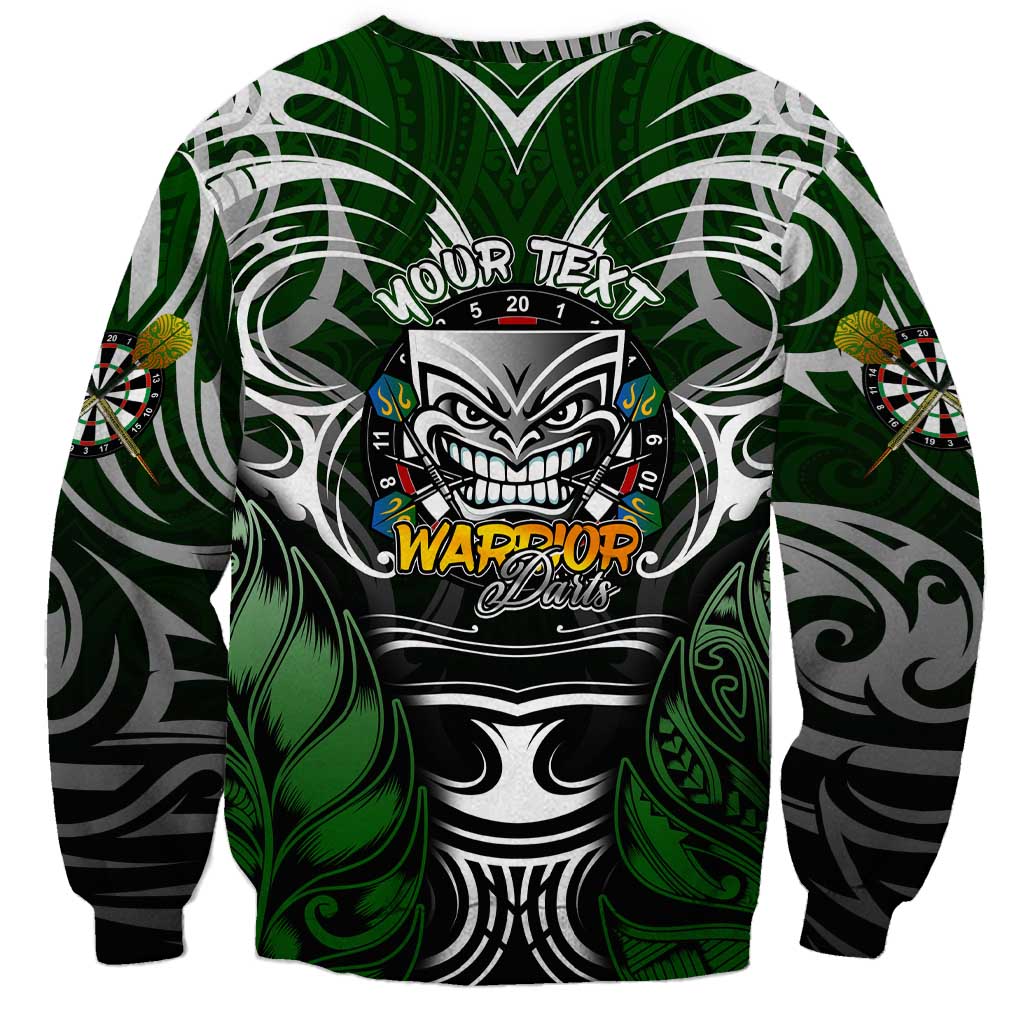 Personalised Warriors Maori Darts Sweatshirt New Zealand Darts Silver Fern