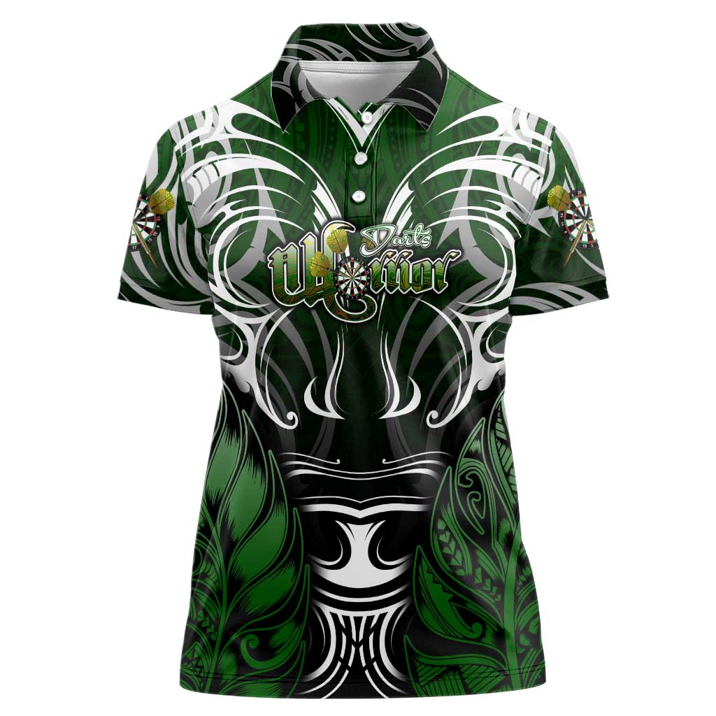 Personalised Warriors Maori Darts Women Polo Shirt New Zealand Darts Silver Fern