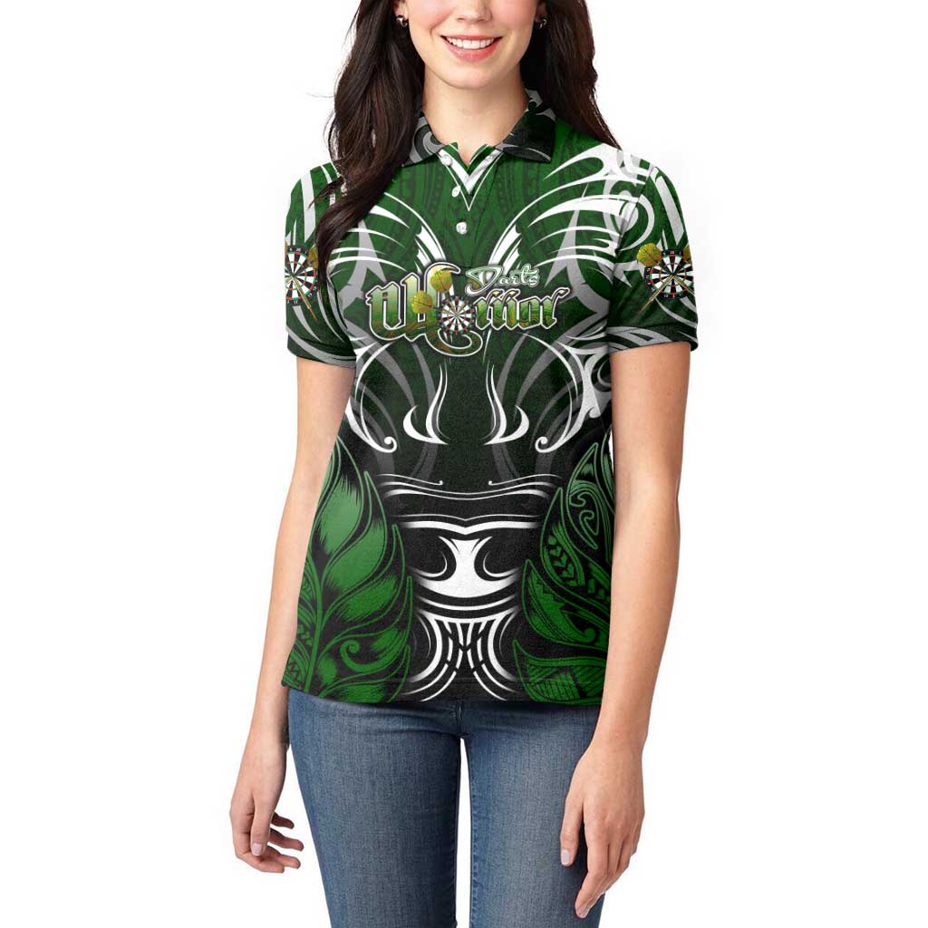 Personalised Warriors Maori Darts Women Polo Shirt New Zealand Darts Silver Fern