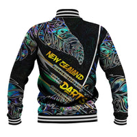 Personalised New Zealand Darts Baseball Jacket NZ Paua Shell Maori Fern