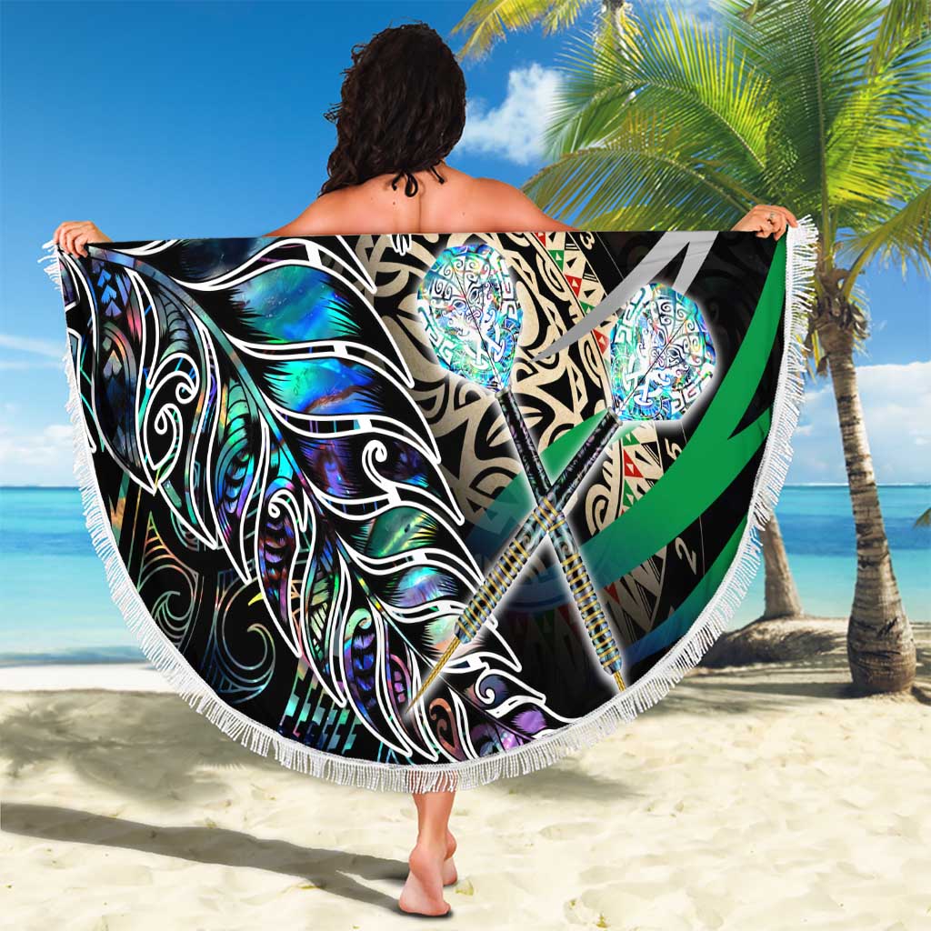 New Zealand Darts Beach Blanket NZ Paua Shell Maori Fern