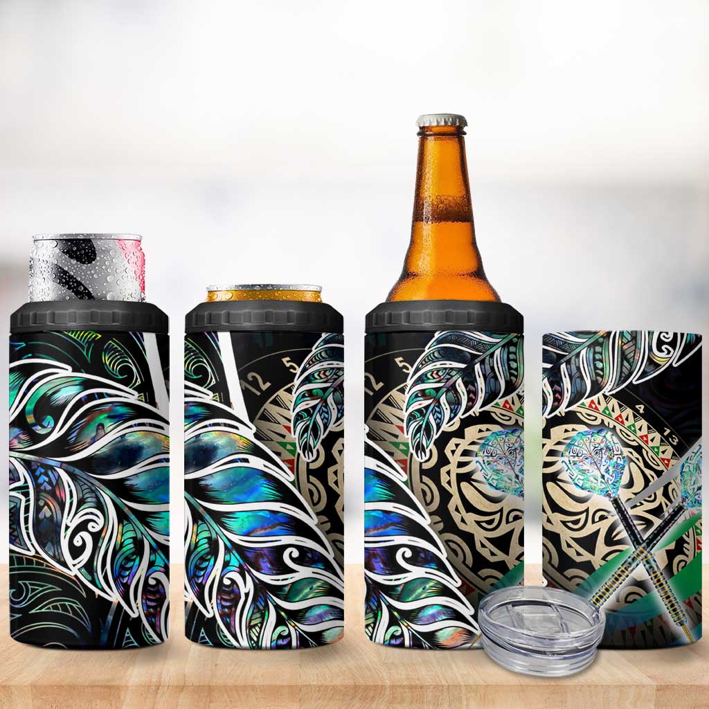 New Zealand Darts 4 in 1 Can Cooler Tumbler NZ Paua Shell Maori Fern