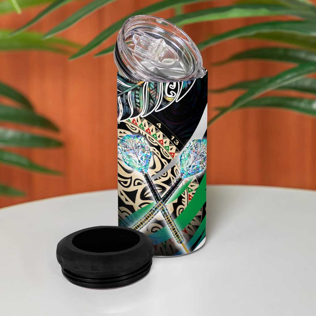 New Zealand Darts 4 in 1 Can Cooler Tumbler NZ Paua Shell Maori Fern
