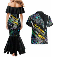 Personalised New Zealand Darts Couples Matching Mermaid Dress and Hawaiian Shirt NZ Paua Shell Maori Fern