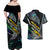 Personalised New Zealand Darts Couples Matching Off Shoulder Maxi Dress and Hawaiian Shirt NZ Paua Shell Maori Fern