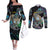 Personalised New Zealand Darts Couples Matching Off The Shoulder Long Sleeve Dress and Long Sleeve Button Shirt NZ Paua Shell Maori Fern