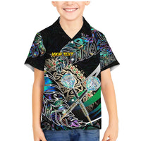 Personalised New Zealand Darts Family Matching Mermaid Dress and Hawaiian Shirt NZ Paua Shell Maori Fern