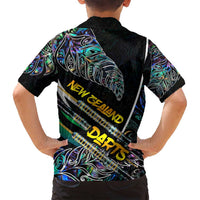 Personalised New Zealand Darts Family Matching Off Shoulder Maxi Dress and Hawaiian Shirt NZ Paua Shell Maori Fern