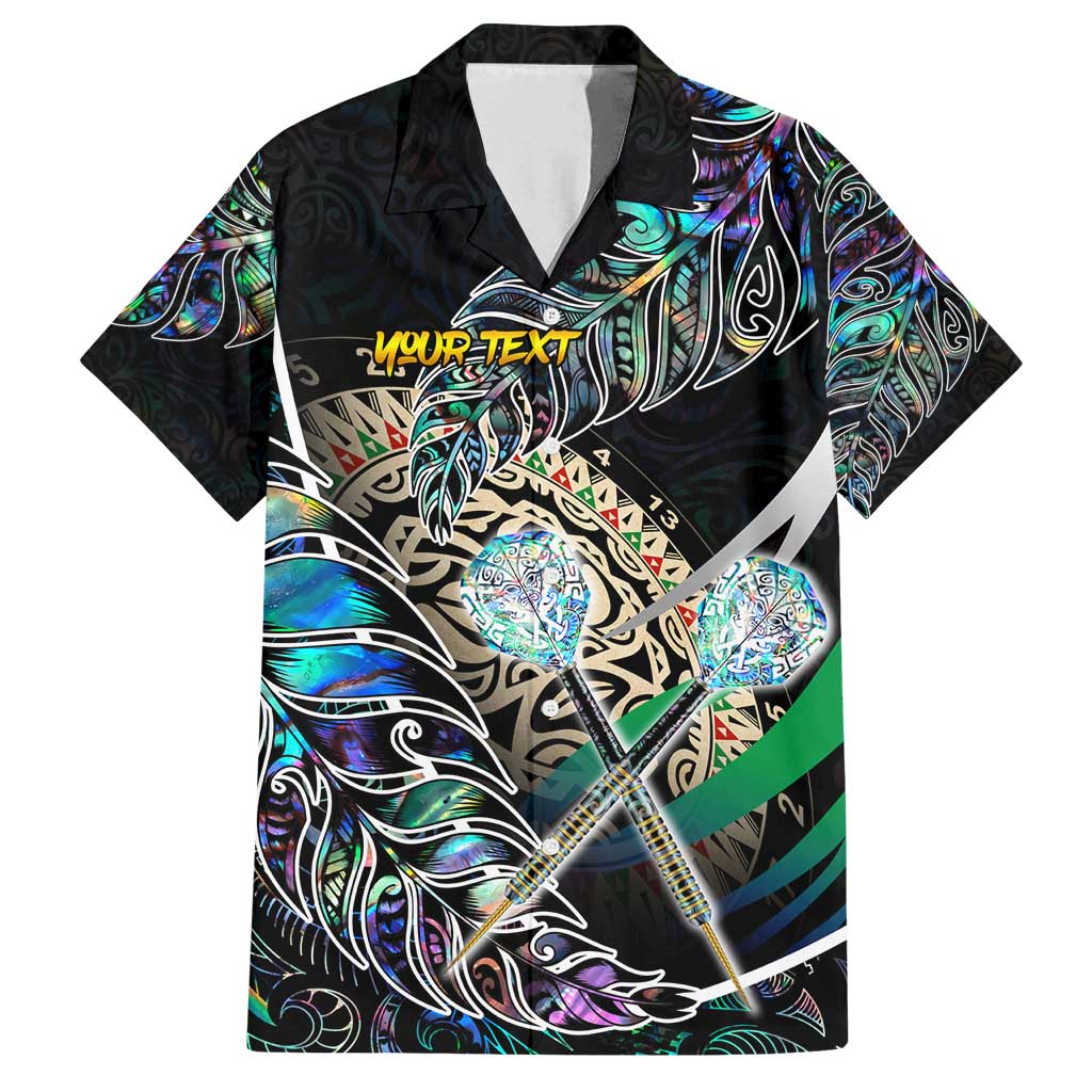Personalised New Zealand Darts Family Matching Off Shoulder Maxi Dress and Hawaiian Shirt NZ Paua Shell Maori Fern