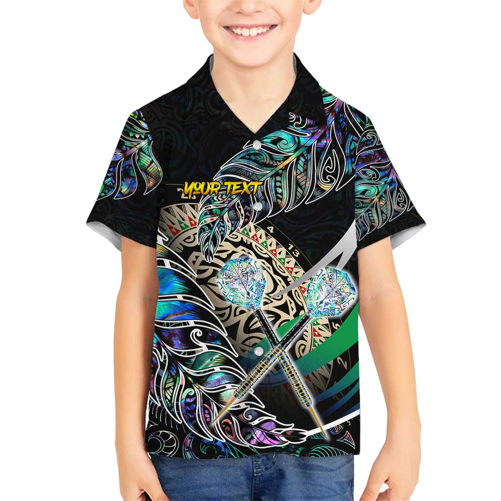 Personalised New Zealand Darts Family Matching Summer Maxi Dress and Hawaiian Shirt NZ Paua Shell Maori Fern